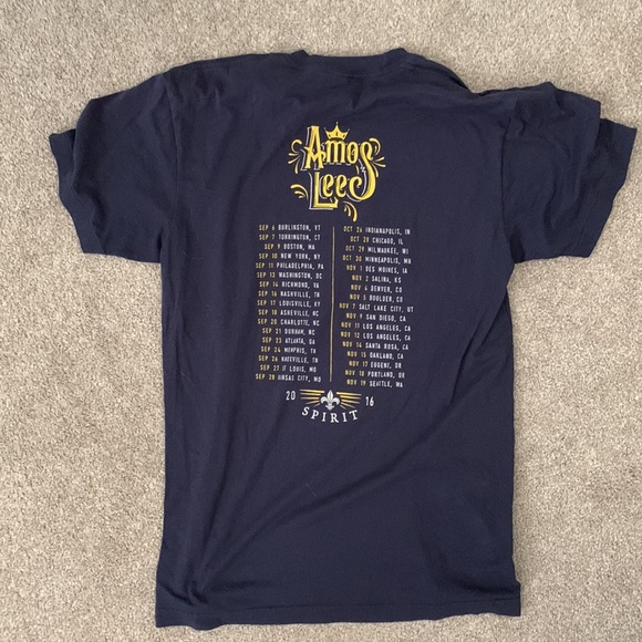 Amos Lee 2016 Tour T Shirt (navy) - Picture 2 of 3